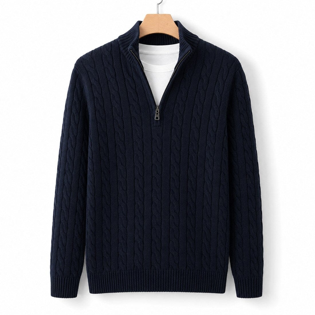 TAEBAEK Strickpullover mit Reißverschluss Strickpullover Eldenmark Dunkelblau S 