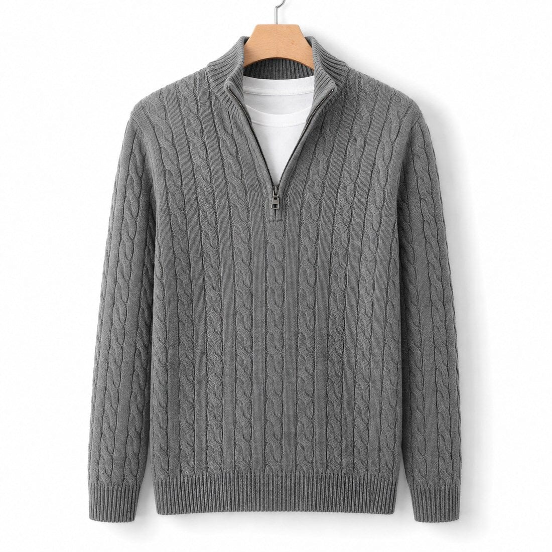 TAEBAEK Strickpullover mit Reißverschluss Strickpullover Eldenmark Grau S 
