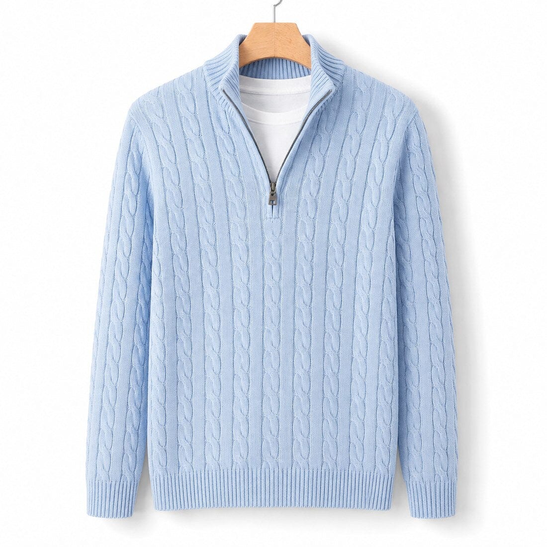 TAEBAEK Strickpullover mit Reißverschluss Strickpullover Eldenmark Hellblau S 