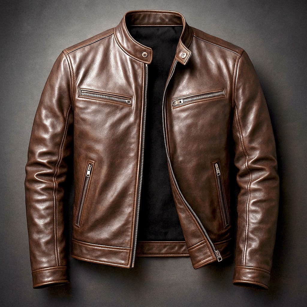 Vintage-Lederjacke Jacke Eldenmark Marron XS 